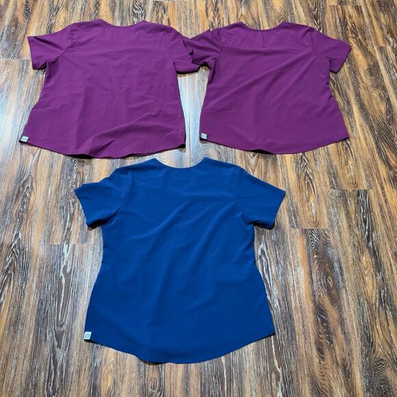 Wonder Wink Women's L / XL Scrub Top Shirts Navy Blue Burgundy / Maroon Large - Picture 2 of 7